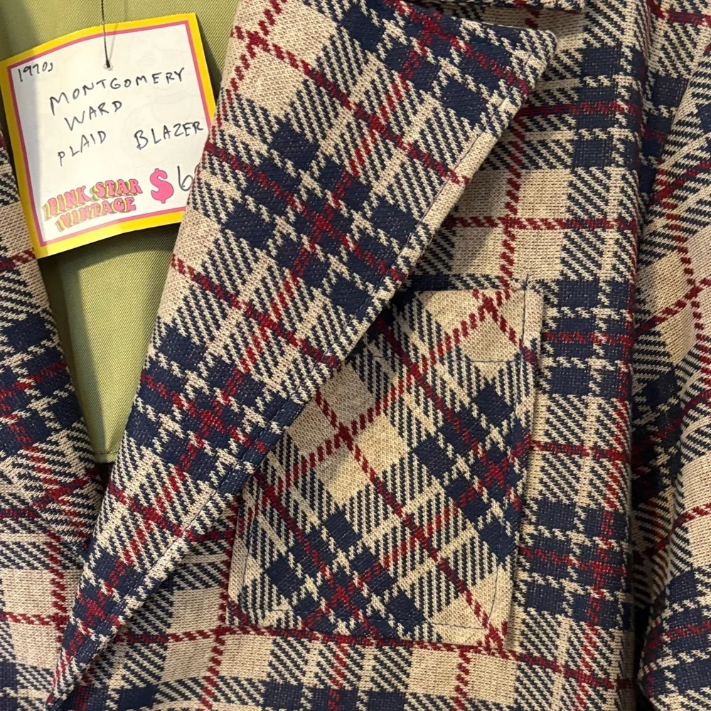 Vintage Montgomery Ward Plaid Sport Coat/Blazer for Men